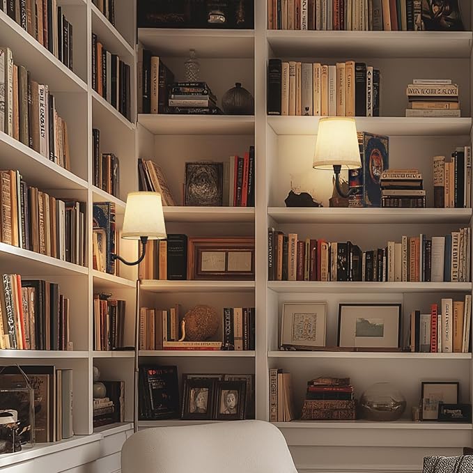 Vintage Bookshelf Lamp Rechargeable, Cordless Book Lamp with Linen Shade, Dimmable Touch Control Table Lamp, Modern Decorative Bookend, Bookshelf Lights for Office Home, Library, Study