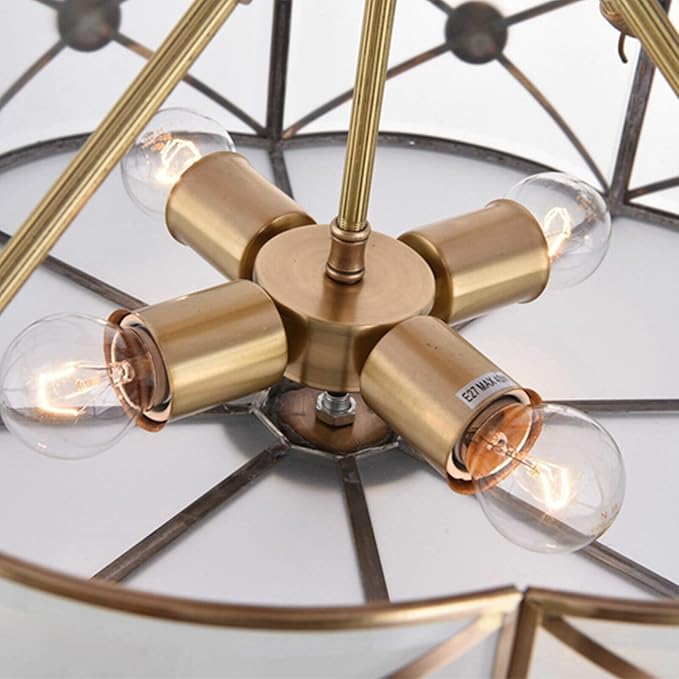 Tiffany Ceiling Lamp Semi Flush Mount Light 4-Light Drum Shade Vintage Chandelier Ceiling Lighting Fixture for Bedroom Hallway Entryway Foyer W18 H12 inch