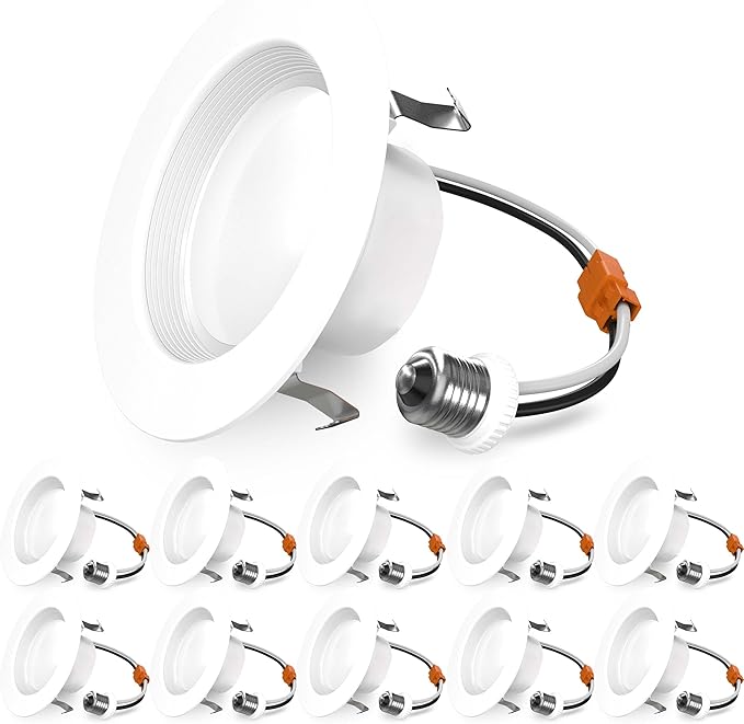 Sunco 10 Pack 4 Inch LED Recessed Lights, Retrofit Can Light for Ceiling, Baffle Trim, 660 LM, 11W (60W Equivalent), 5000K Daylight, Dimmable, Damp Rated ETL