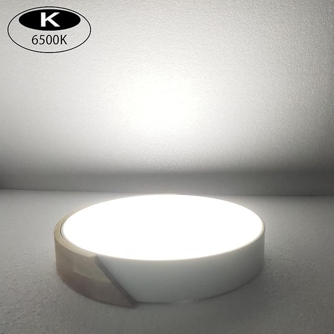 Modern LED Ceiling Light, Flush Mount, Round Wood, 30W, 2400 Lumens, Cool White, 11.8in, for Home Office, Bedroom, Living Room, Kitchen, Hallway