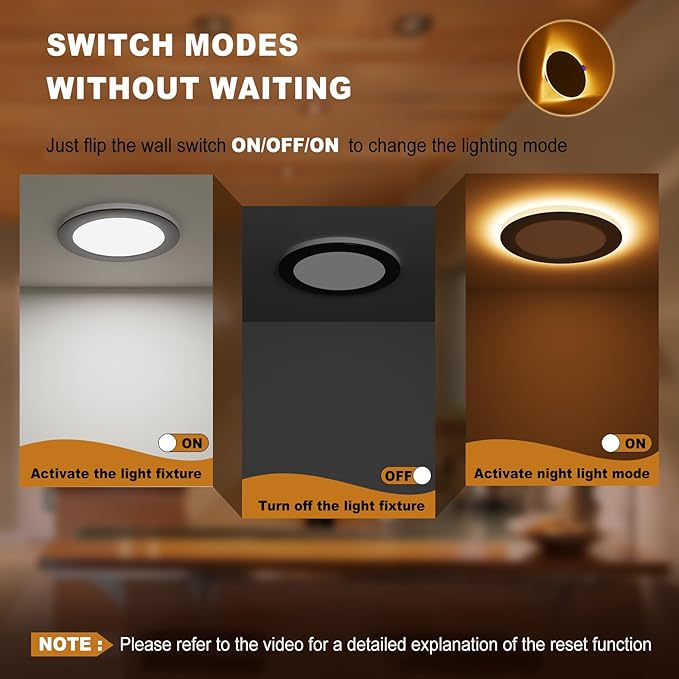VOLISUN 12 Pack 6 Inch Black Recessed Light with Night Light, Canless LED Recessed Lighting 6 inch, 2700K-5000K Selectable, 12W=130W,1080LM Soffit Lighting Outdoor Recessed Light, ETL Certificated