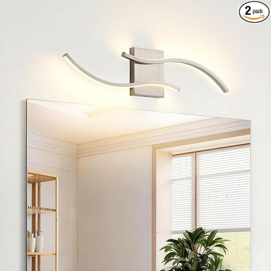 KARTOOSH 2 Pack Brushed Nickel Bathroom Vanity Lights Fixtures Over Mirror Hardwired 3CCT Dimmable Modern Wall Lights for Mirror Kitchen Living Room Cabinet Porch Hallway, 23.6 Inch