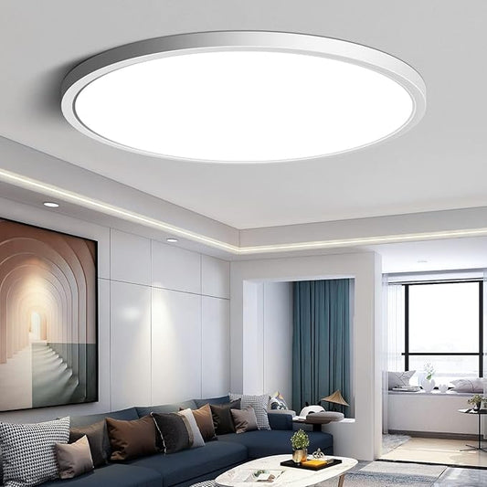 LEDLightsWorld 12 Inch LED Flush Mount Ceiling Light Fixture, Neutral White 4000K, 24W 3200LM, 0.94 Inch Thick Modern Ceiling Lamp, Round Lighting Fixture for Bedroom Closet Hallway Kitchen