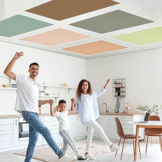 QOUBAI 8PCS Fluorescent Light Covers, 4 x 2 Feet Magnetic Light Cover Fluorescent Lights Shade Panel Positive Inspirational Ceiling Lights Filters for Office Classroom Home Drop Ceiling Sage Green