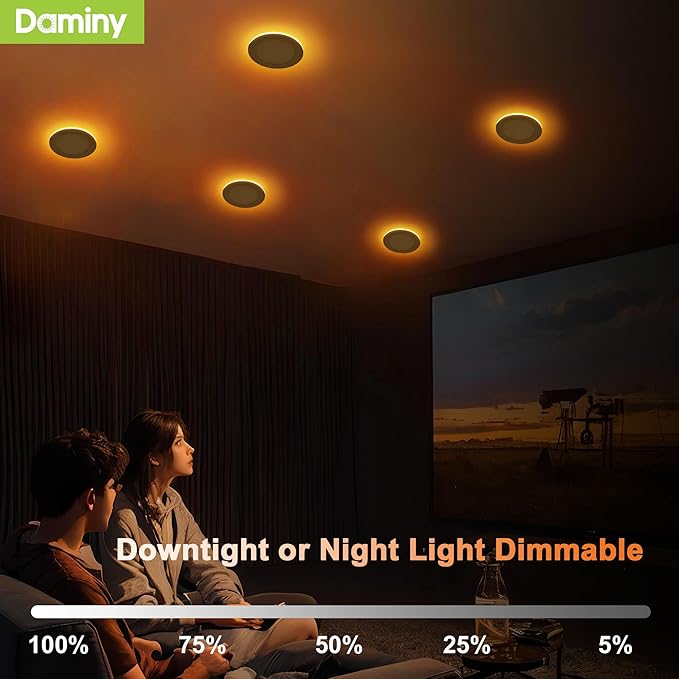 DAMINY 12 Pack 6 Inch 5CCT LED Recessed Light with Night Light,Ultra-Thin,Canless recessed Lighting 6 in,12W=110W,1000LM,Dimmable Wafer Lights,ETL Certificated