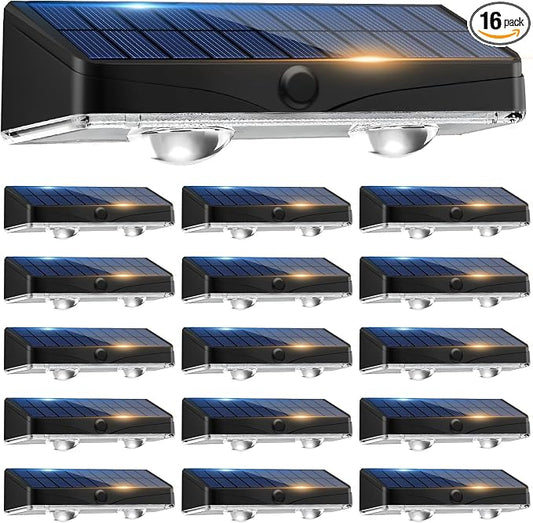 kolpop 16 Pack Solar Fence Lights Outdoor,11 Modes & 9 Colors Fence Lights Solar Powered,IP65 Waterproof, 60LM LED Solar Lights for Patio,Backyard,Outside,Railing,Wall,Nighttime,Party