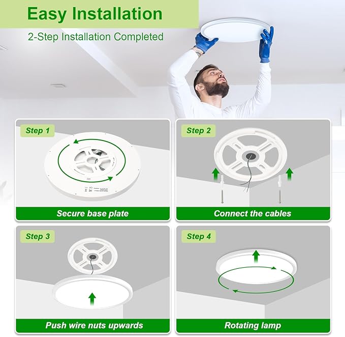 hunhun 3200lm LED Flush Mount Ceiling Light 12 Inch,5CCT Adjustable, Super Slim 0.87 inch led Ceiling Light Fixture for Bedroom, Living Room, Dining Room (White, 1-Pack)