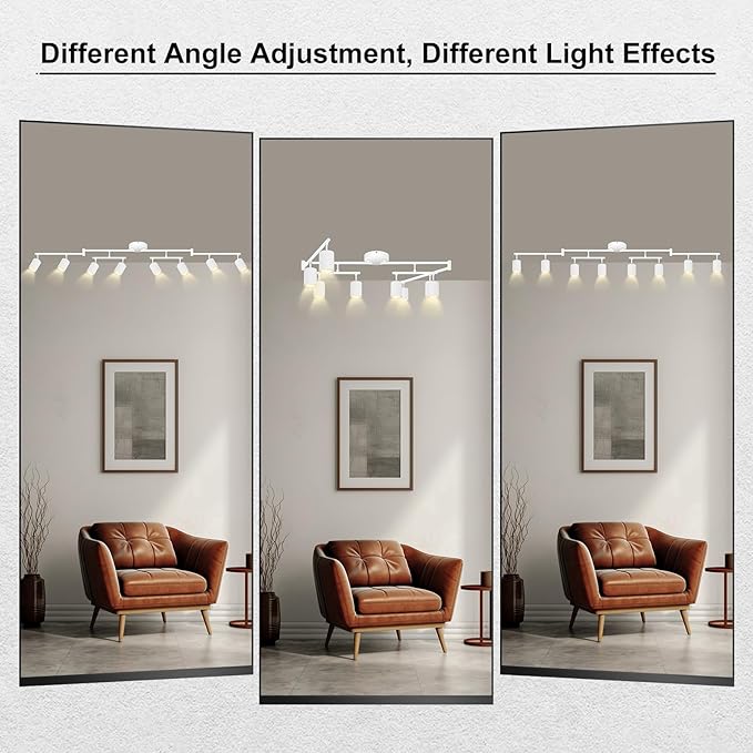 AUQUEE 8 Light Track Lighting Fixtures Ceiling, Matte White Kichen Track Lighting Fixtures, Rotatable Light Heads, Adjustable Modern LED Track Lights for Kitchen/Hallway, No GU10 Bulb