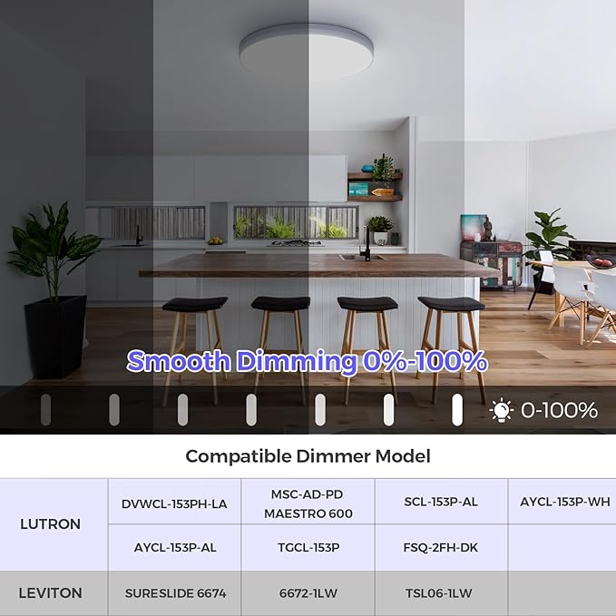 SunRider LED Flush Mount Ceiling Light Fixture with Night Light, 6000K Cool White, 12 Inch 24W 2400LM Round Dimmable Flat Ceiling Lamp for Living Room