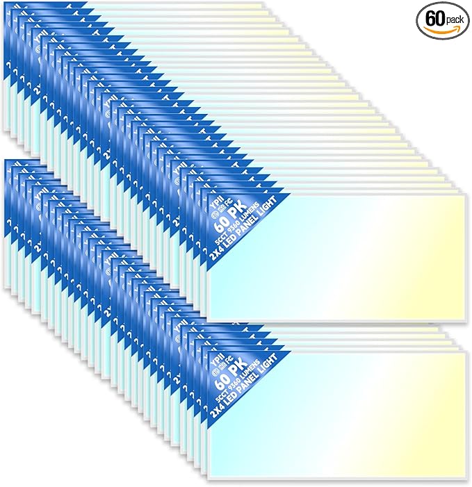 LED Flat Panel Light LED Drop Ceiling Light Fixture, 5 CCT 3000K-6500K Adjustable & 5 Wattage Selectable Recessed Back-Lit Fixture for Office, ETL Listed(60Pack 2x4)