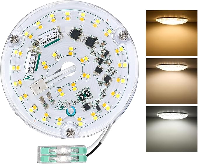 4 Inch Ceiling Fan LED Light Replacement, 18W 2100LM 3CCT 3000K 4500K 6000K, LED Ceiling Fan Light Kit, Round Light Engine Retrofit Kit, 120V, CRI90, Dimmable