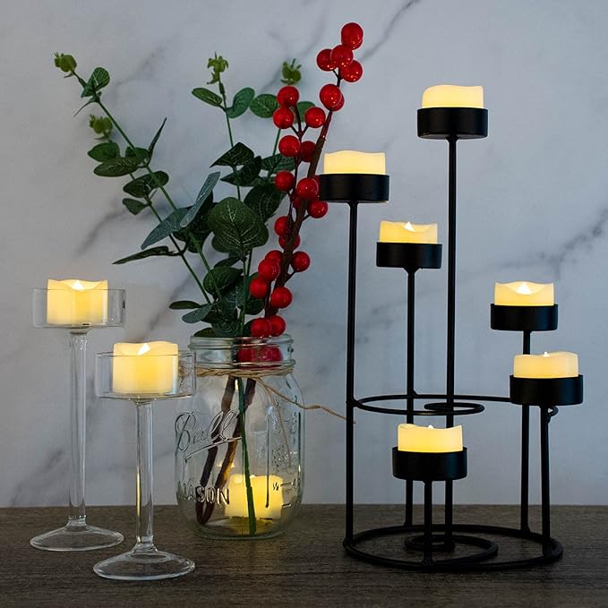 CANDLE IDEA 48 PCS LED Flameless Flickering Tea Lights Votive Candle Battery Operated/Electric Flicker LED Tealight Bulk Fake Candles for Halloween Christmas Wedding Party Decorations (Warm White)