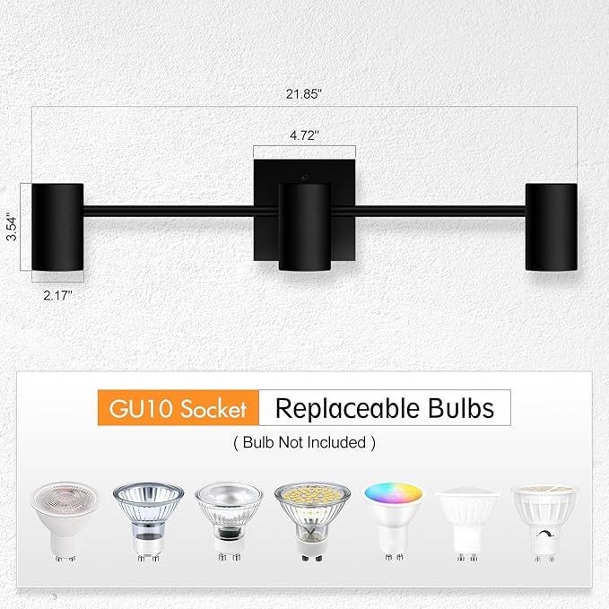 BoostArea Track Lighting Fixtures Ceiling, 3 Way Track Lighting Kit, LED Track Lighting with Rotatable Light Heads, Modern Ceiling Spot Lighting for Kitchen/Bedroom/Living Room, GU10 Bulb Not Included
