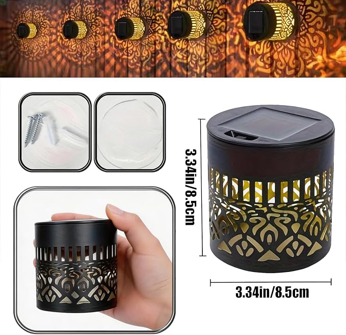 2-Pack Solar Mandala Fence Lights, Decorative Outdoor Solar Lights | Waterproof Metal Mandala Lights for Garden Patio Backyard Deck Post Decor