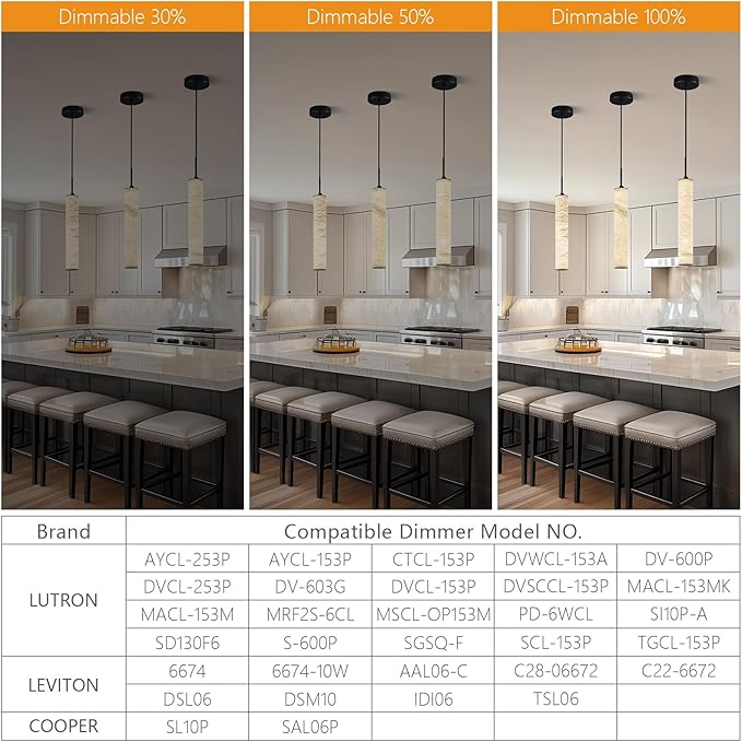 LMQNINE Natural Alabaster Pendant Lights for Kitchen Island White Marble Long Tube Chandelier 4000K Modern Black Ceiling Light Fixtures for Bedroom Dining Room Table Living Room Hallway(M-3Pack)