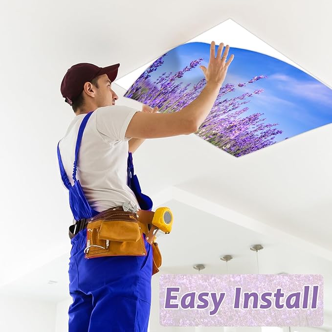 8 Pcs Fluorescent Light Covers with 80 Magnets Decorative for Classroom Ceiling Light 4 x 2 Feet Magnetic Light Covers Filter Easy Install for Office Hospitals & Home Drop Ceiling Supplies （Lavender）