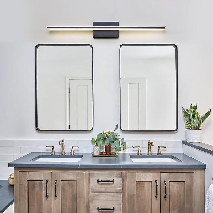 LED Modern Bathroom Vanity Light Dimmable 5CCT Bathroom Light Fixture Over Mirror, Black Bar Vanity Light for Bathroom Mirror Restroom(31.5 inch, 24W)
