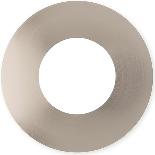 The Can Converter Ceiling Medallion for Recessed Can Light – Home Improvement Decorative Steel Flat Goof Ring & Cover Plate for 5" & 6" Cans, Small Ceiling Medallion for Chandeliers, Brushed Nickel