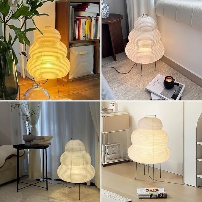 Noguchi Style Akari Floor Lamp, Rice Paper Lantern for Establishing A Warm and Cozy Ambiance in Any Room (Cloud), Japanses Floor Lamp