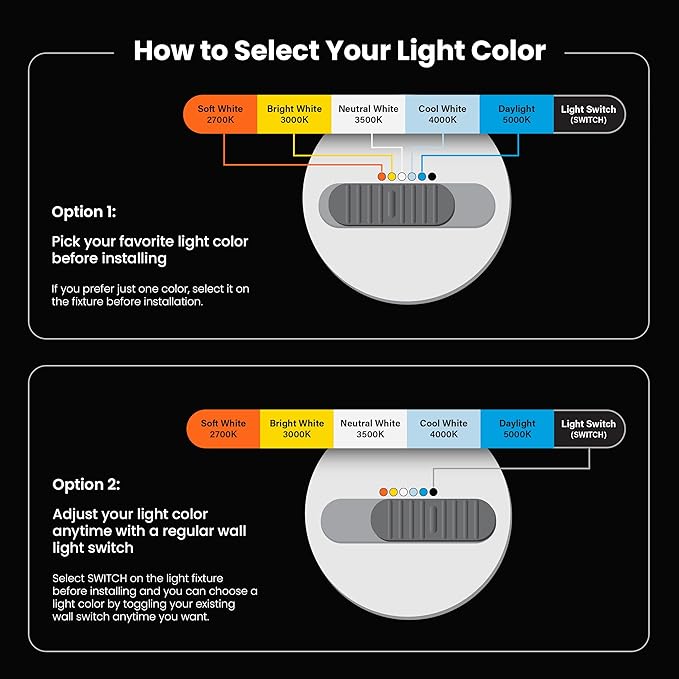 Feit Electric 4" LED Canless Recessed Downlight with Integrated J-Box, High Output, 75W Equivalent, Dimmable, 5CCT Selectable White, 90 CRI, 850 Lumens, 45-Year Lifetime, 4 Pack, LEDR4HOJBX/6WYCA/4