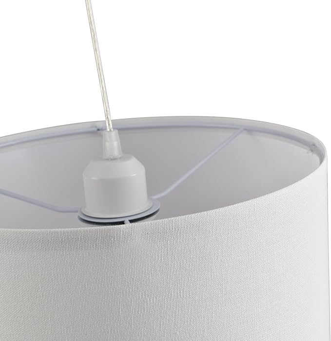 2 Pack Plug in Pendant Light, Hanging Light with 15Ft Clear Cord, On/Off Switch, White Fabric Lamp Shade, Hanging Light Fixture for Bedroom, Kitchen,