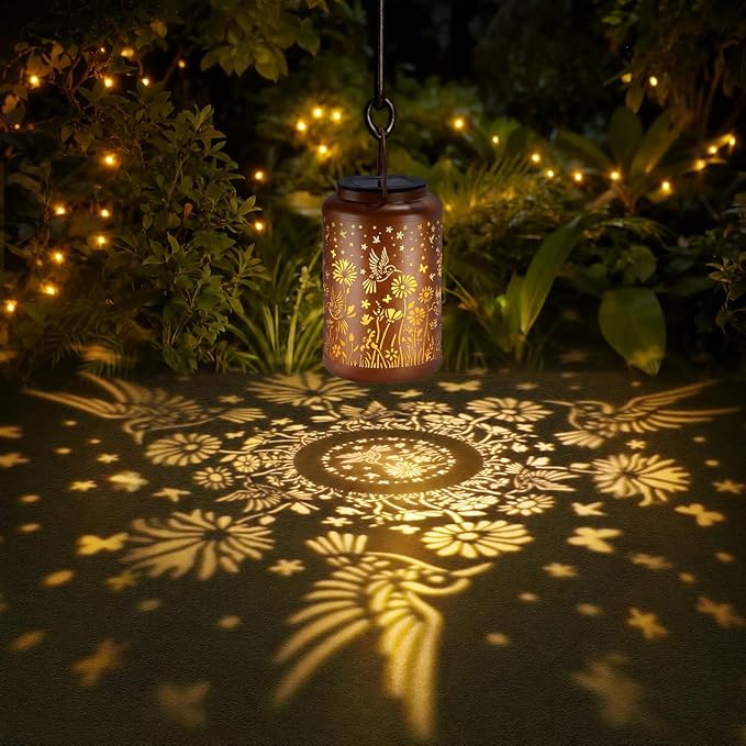 Solar Lanterns Outdoor Waterproof Hummingbird Solar Lights Outdoor Waterproof for Garden, Birthday Gifts for Women Mom Grandma, Garden Lights for Backyard, Patio Decor