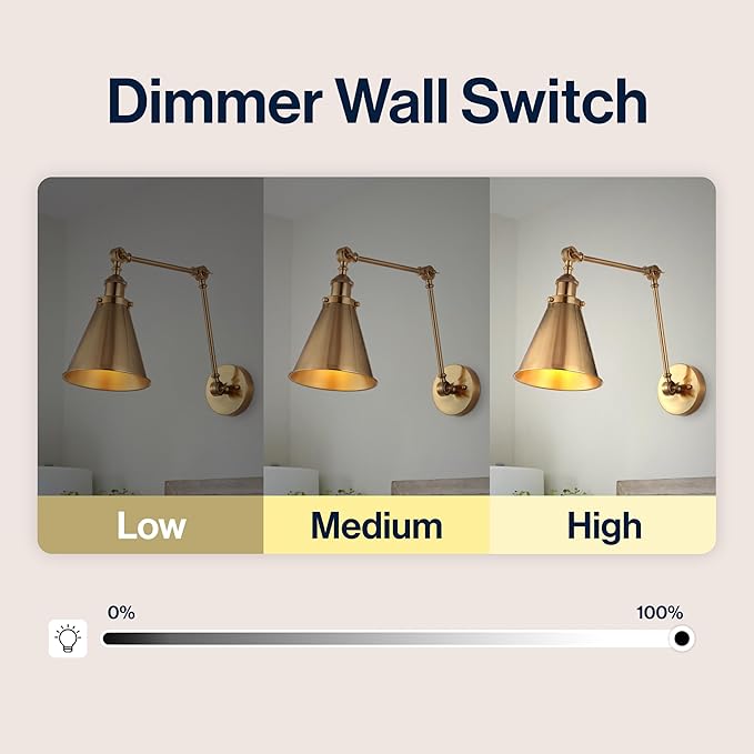 JONATHAN Y 7" Brass Gold Classic Industrial Metal Adjustable Arm LED Wall Sconce for Bedside Reading, Farmhouse Swing Arm Wall Lamp with Metal Shade, Hardwired (JYL7461A-SET2)