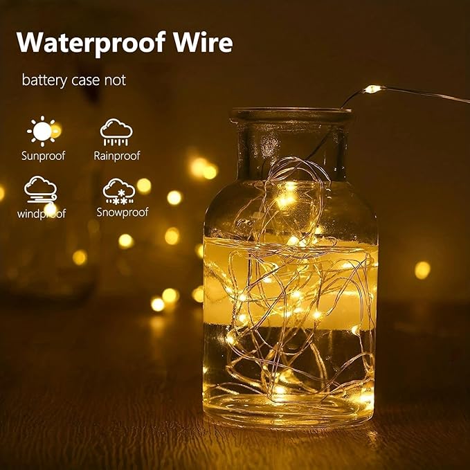 6-Pack Fairy Lights Battery Operated with Timer, 16FT 50 LED String Lights Indoor Outdoor, Cuttable Starry Fairy Lights Waterproof for Christmas Home Bedroom Wedding DIY Centerpiece Decor (Warm White)