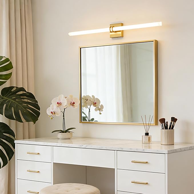 Bathroom Light Fixtures,Gold 35W LED 360° Full Lighting Modern Wall Sconce Vanity Light with 5-Color Dimmable 3000K-6000K, 37.40inch Vanity Lighting for Bath, Powder Room, Bedroom, Hallway