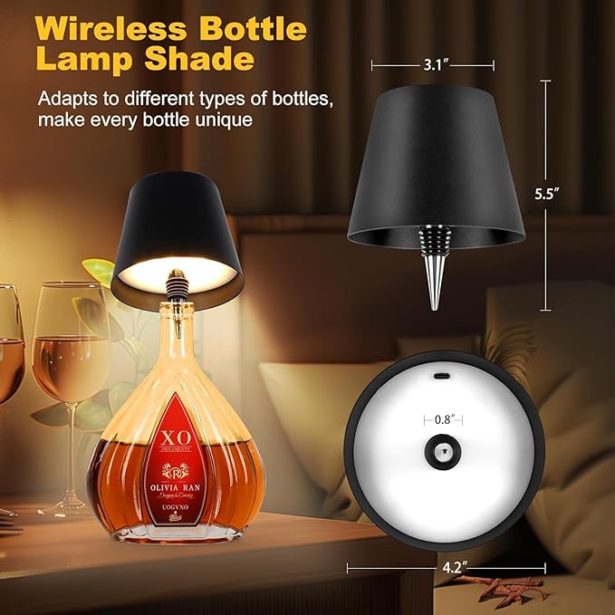 2026 New Wireless Bottle Lamp,LED Bottle Lights for Liquor & Wine Bottles,Bottle Light with Dimmable(Black,2pcs)