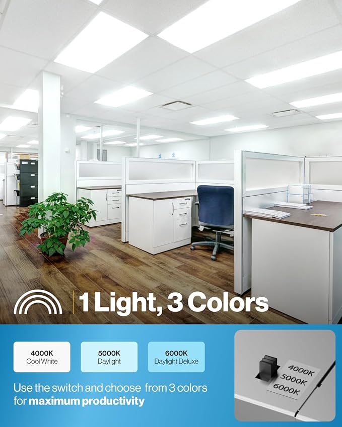 Sunco 18 Pack 2x4 LED Flat Panel Light Drop Ceiling Office Shop Commercial Warehouse Fixture, 6500 Lumens, Selectable Features, 30W/40W/50W, 4000K/5000K/6000K, Dimmable (0-10V), Dustproof ETL