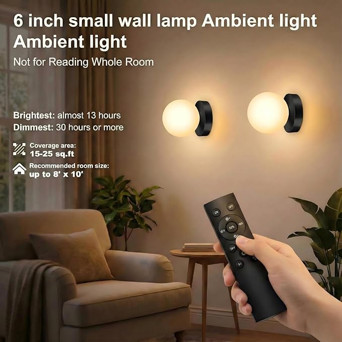 Battery Operated Wall Sconce, Dimmable Wireless Black Wall Lamp with 5200mAh Rechargeable Battery, Portables Cordless Wall Light Fixtures for Painting Living Room Bedroom Bathroom Hallway