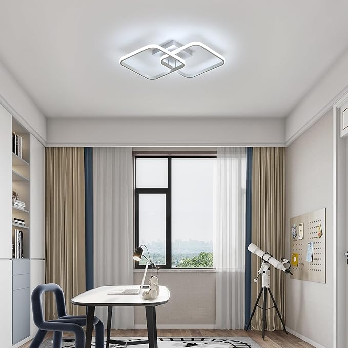 Modern LED Ceiling Light Fixture, 6500K Cool White 50W Square Flush Mount Ceiling Lights for Bedroom, Living Room, Kitchen, Study