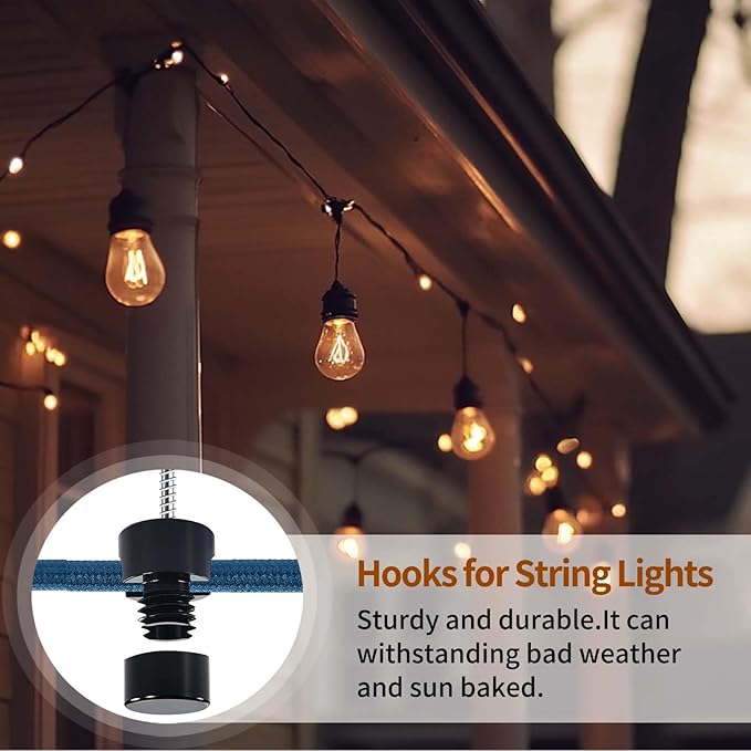 6 Pack Aluminum Ceiling Hooks Heavy Duty for Hanging Lights, Swag Hooks for Ceiling, Black Swag Hook for Lamp Super Load, Decorative Modern Light Hanging Hook Easy to Use