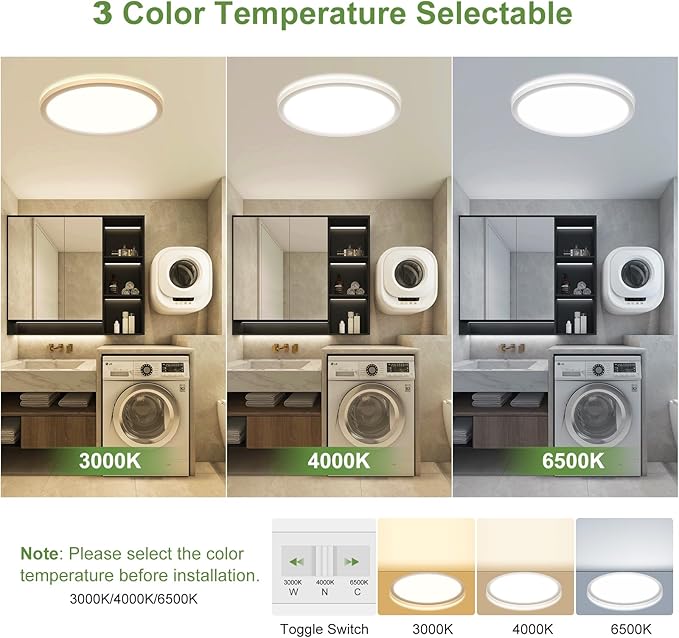 LEZOE 24W Motion Sensor LED Ceiling Light dimmable with Remote, 2400lm 12Inch 3000K/4000K/6500K Flush Mount Ceiling Lighting Fixture, Radar Sensor Lamp for Hallway Laundry Porch Stair Closet White