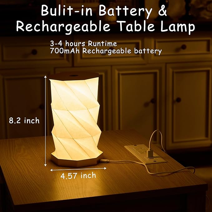 Portable Desk Lamp - Ultra Thin 0.7" Lightweight 0.28lb, Foldable Paper Lamp with Zinc Alloy Base, Rechargeable Mini Lamp for Home Decor, Travel, Dorm & Small Spaces, Gift for Travelers, Birthday