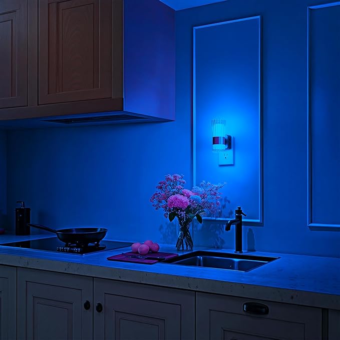 Briignite Night Light, Night Lights Plug into Wall, RGB Color LED NightLight with Dusk to Dawn Sensor, 180° Rotating Night Lights, Adjustable Brightness, Wall Sconce for Bedroom Hallway, 2 Pack