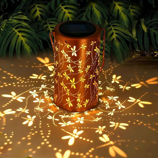 Dragonfly Solar Lanterns Outdoor Waterproof Hanging Lights, Dragonfly Garden Decor Gifts for Women Mom Grandma, Metal Decorative LED Solar Lanterns for Yard Patio Porch Balcony Garden Decor