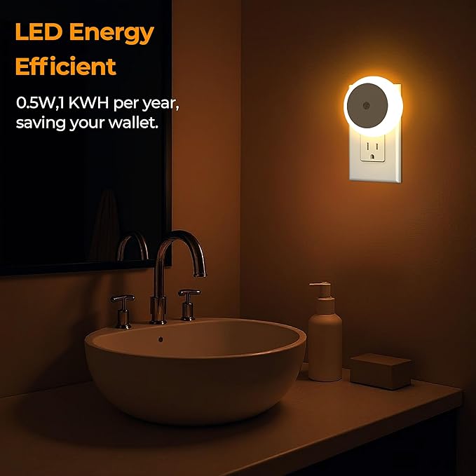 LED Night Light, Night Lights Plug into Wall, Auto Dusk to Dawn Sensor Night Lamp Led Night Light for Bedroom, Bathroom, Hallway Stairs (Warm White, 4 Pack)