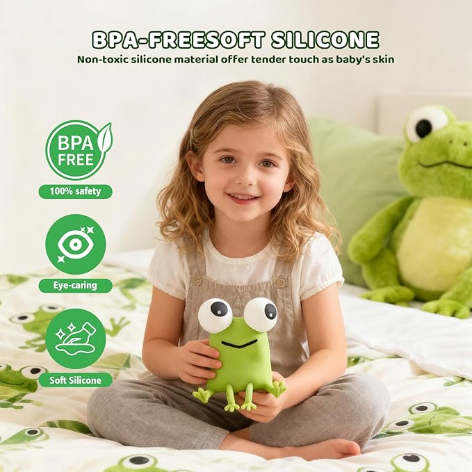 Frog Night Light with Timer Dimmable 3 Brightness 7 Colors Kawaii Frog Lamp Warm Sleep Aid USB Rechargeable Portable Night Lamp Decor for Girl Boy Nursery/Bedroom/Desk/Office