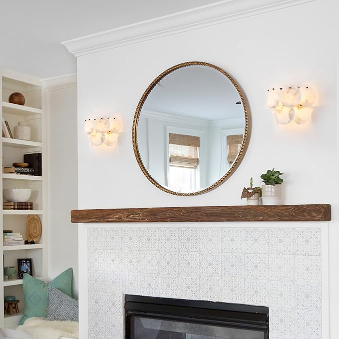 Modern Alabaster Sconce Lighting for Living Room, Contemporary Wall Sconces, Marble Sconce Wall Light Fixtures for Bedroom Entryway Bathroom, 1 Pack