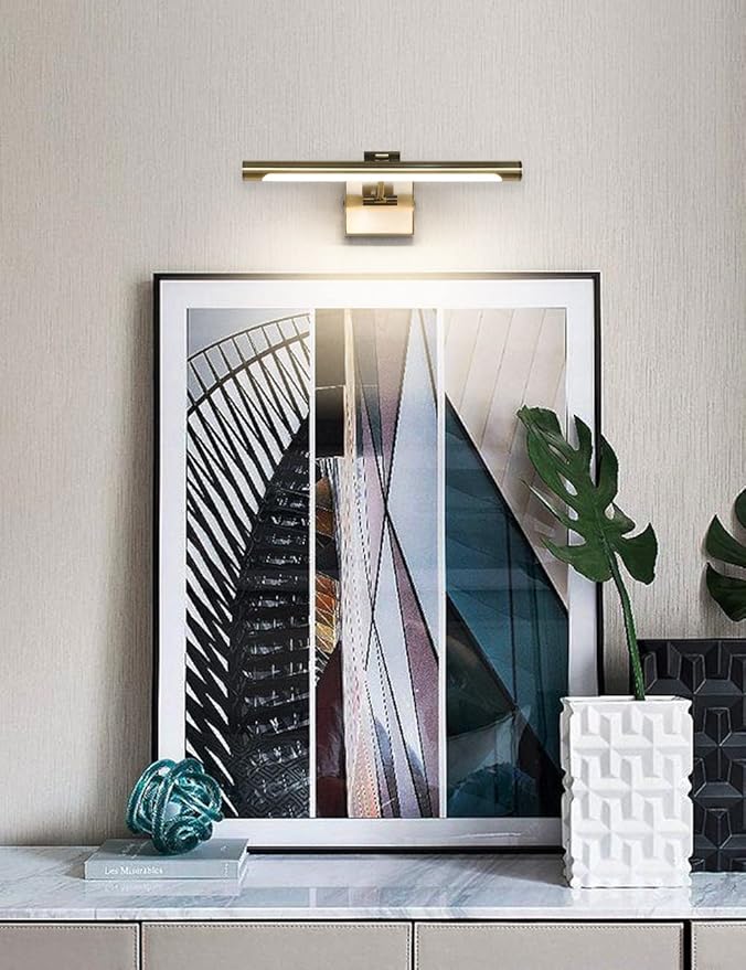 Joosenhouse LED Picture Lights for Paintings Bronze Finish 16.53" Long Swing Arm Display Wall Art Light 7W Gallery Hallway Lighting Over Pictures,Hardwired Connection 3000K