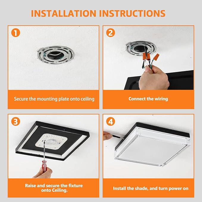 11 Inch Square Flush Mount Ceiling Light Fixture Crystal Style, 3000K/4000K/5000K Adjustable Modern Farmhouse LED Ceiling Lights for Hallway, Bathroom, Kitchen, Crystal Prismatic Featured