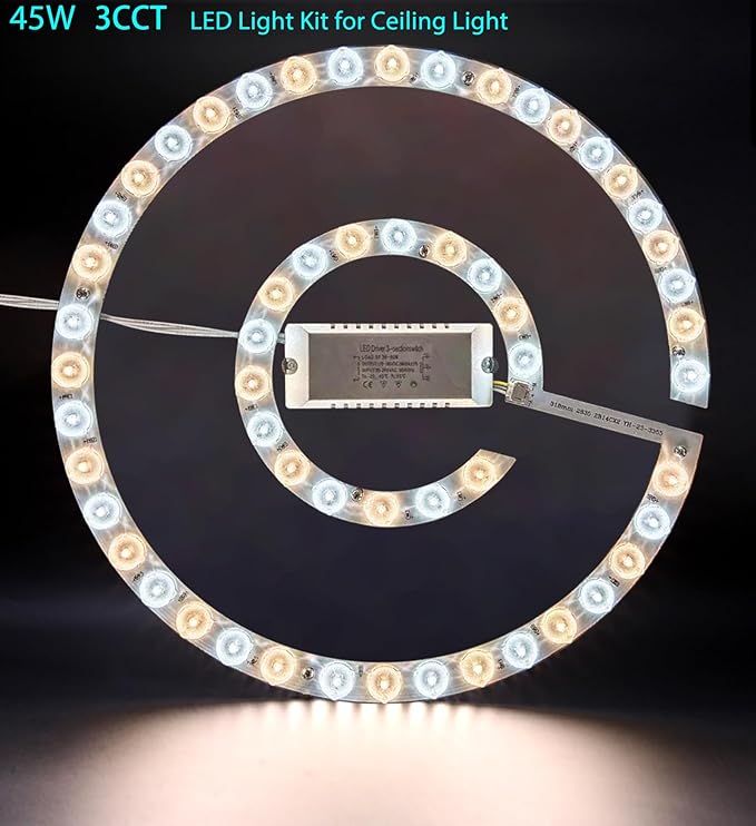 45W LED Close to Ceiling Flush Mount Fan Fandelier Retrofit Light Kit Replacement Engine Panel Board Light Bulb, 3CCT 3000K/4500K/6000K (45W)