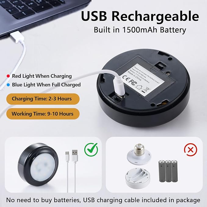 XSDeTu 2 Pack Rechargeable Battery Operated Pendant Lights, Modern Farmhouse Battery Powered Hanging Light, 3 Colors Dimmable Metal Ceiling Lights, Adjustable Black Pendant Lighting for Kitchen island