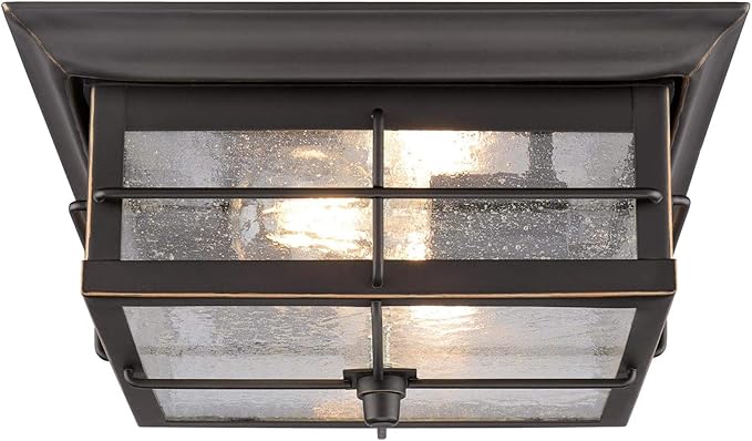 Westinghouse 6578400 Orwell 2 Light Outdoor Flush Mount Fixture in Oil Rubbed Bronze and Clear Glass, 6578400