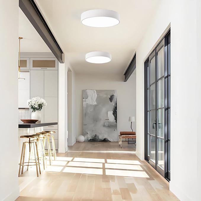 Modern Flush Mount Ceiling Light, 3-Lights Round White Ceiling Light Fixtures, Minimalistic Ceiling Lamp Acrylic Shade Lighting Fixture for Bedroom Laundry Room Living Room Hallway(15.8")
