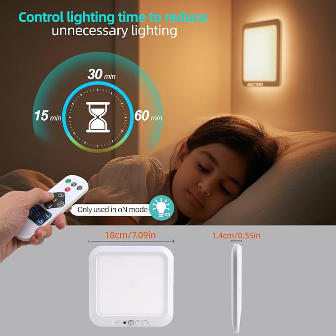 DAMI Rechargeable Ceiling Light with Remote 2 Pack, 4000mAh Battery, Motion Sensor Indoor Shower Light, Dimmable & 3 CCT (3000K/4500K/6500K), Timer for Closet, Hallway, Bathroom, Patio