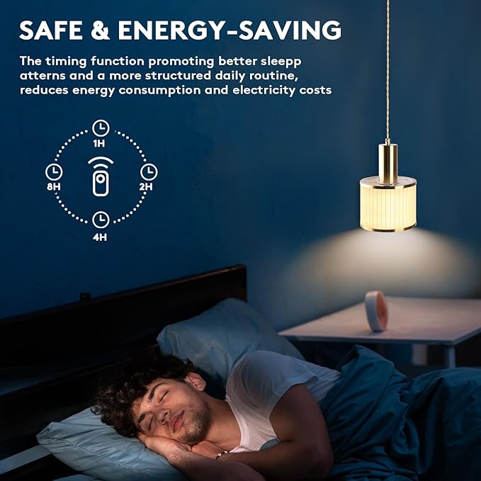 Battery Operated Pendant Light Set of 2, Fabric Lampshade Gold Battery Chandelier with 5200mah Rechargeable Remote Light Bulb, Hanging Island Light for Kitchen Bedroom Dinning Room