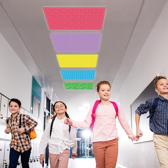 QOUBAI 8 Pcs Fluorescent Light Covers, 4x2 Feet Magnetic Light Cover Fluorescent Lights Shade Panel Positive Inspirational Ceiling Lights Filters for Office Classroom Home Drop Ceiling Plaid